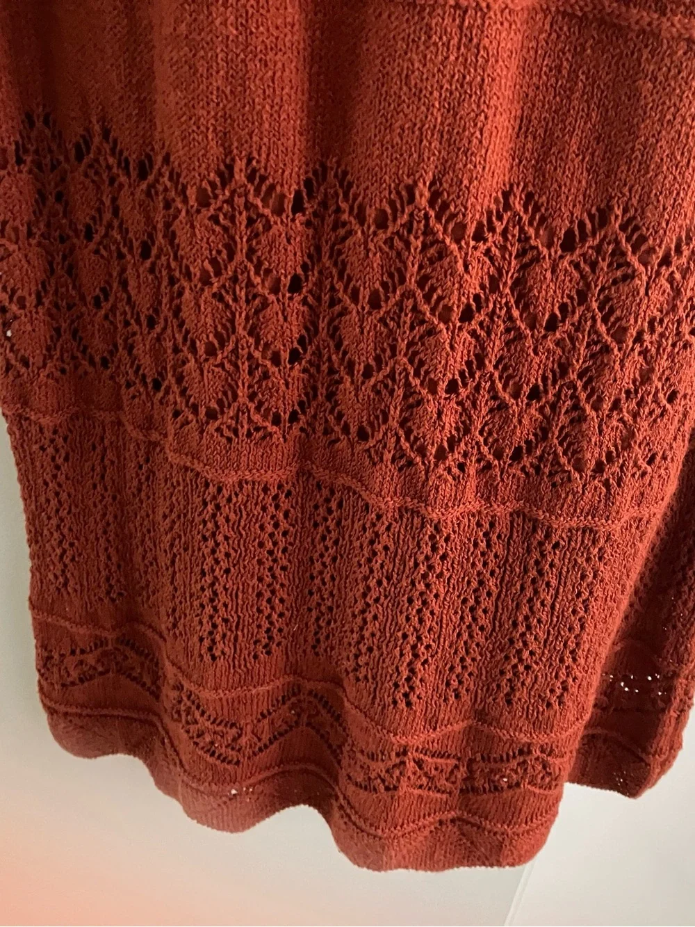 Anthropologie Crochet Knit Maxi Dress in Rust NWOT XL - Picture 7 of 9